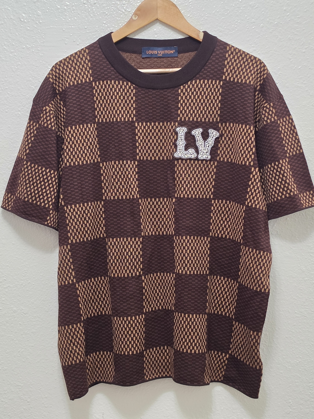 Louis Vuitton Damier Crystal Logo Shirt, L